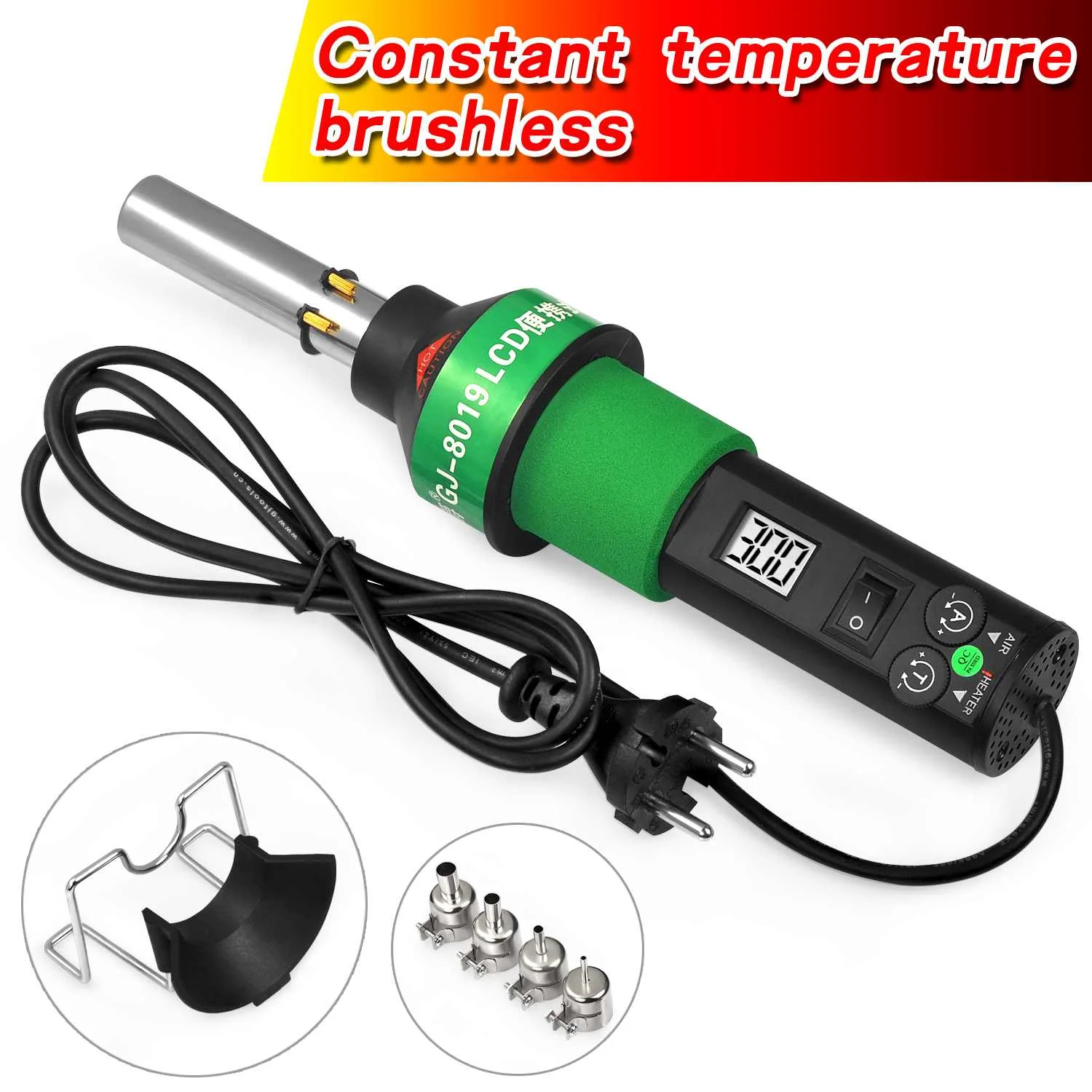 

LCD Hot Air Gun Brushless Motor 10000 Hours Potable Constant Temperature Desoldering Soldering Station IC SMD CHIP BGA Rework