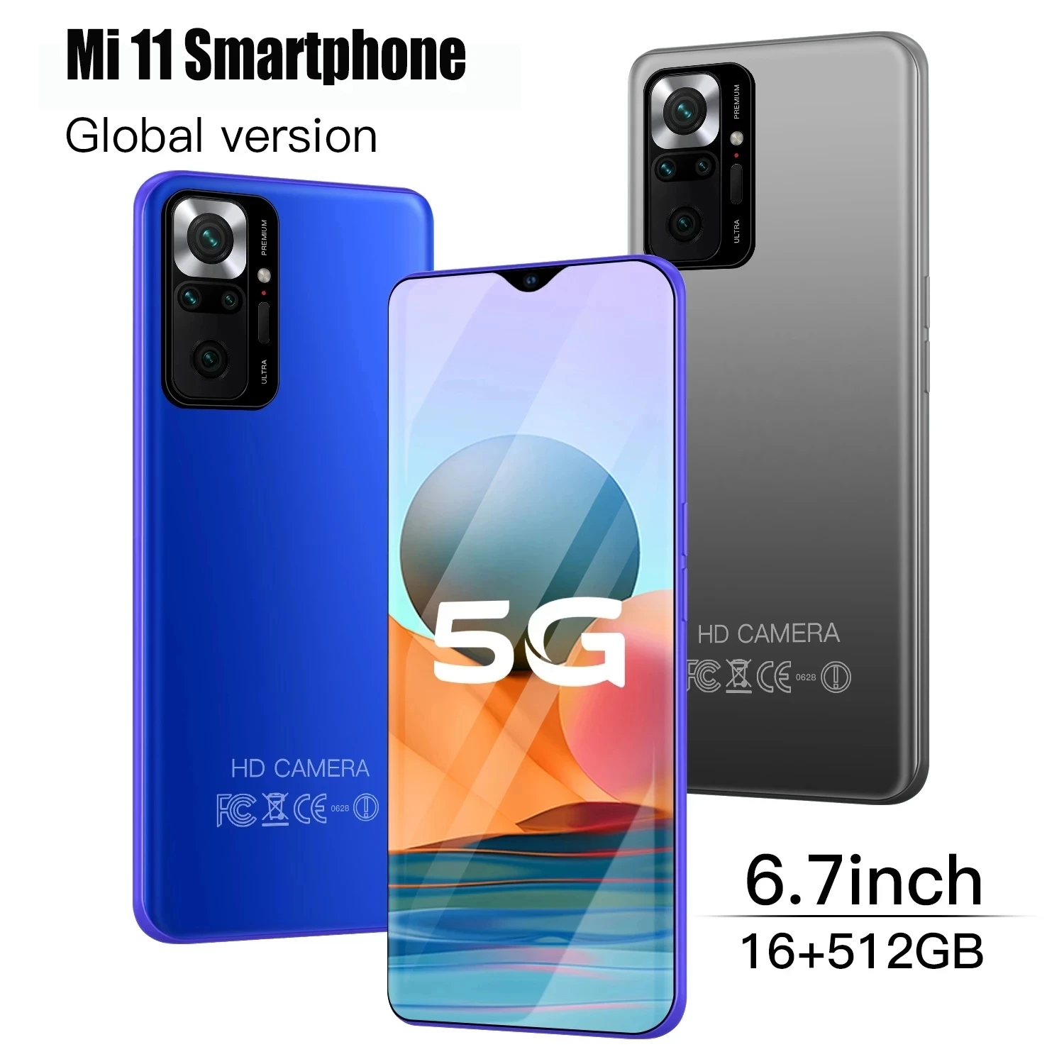 

2021 New Global Version Galaxy Mi11 6.7 Inch Smartphone16+512GB 6000mAh Support Face Unlock Dual SIM Mobile Phone 5G