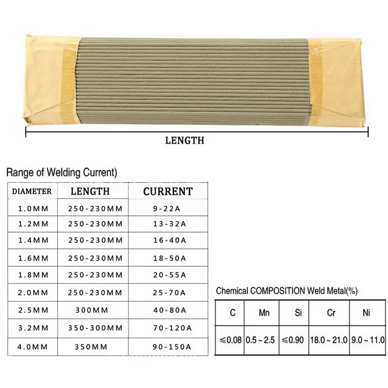 

304 Stainless Steel Welding Rod Electrodes Solder For Soldering Welding Wires Diameter 1.0mm-4.0mm No Need Solder Powder