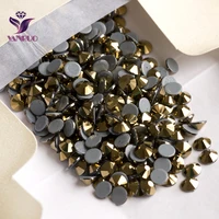 yanruo 2058hf aurum color strass iron on hot fix rhinestones flatback crystals golden stones
