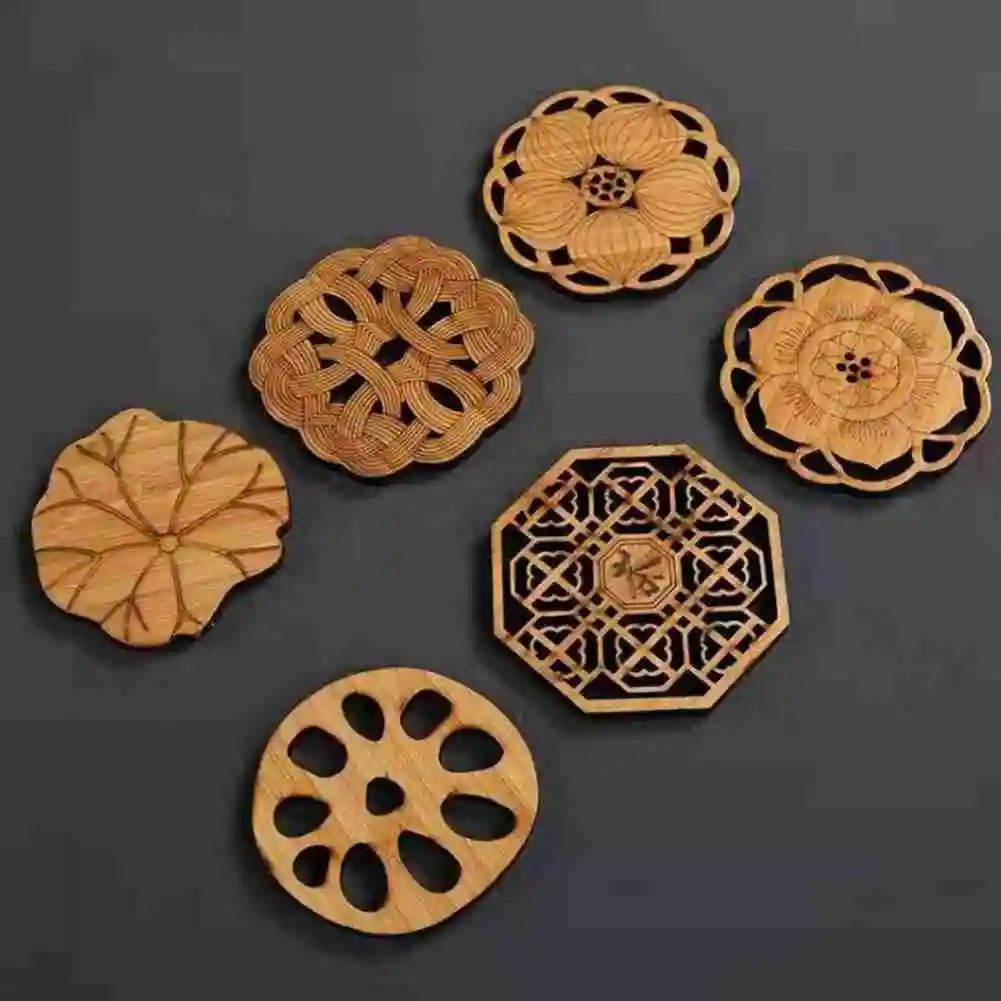

Shape Drink Coasters Mat Wooden Round Cup Table Mat Tea Coffee Mug Placemat Durable Heat Resistant Drink Mat Home Decor