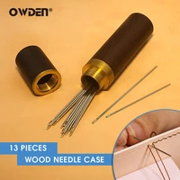 owden 12pcs leather hand sewing needles knitting pins with 1pc storage container box leather sewing needle set