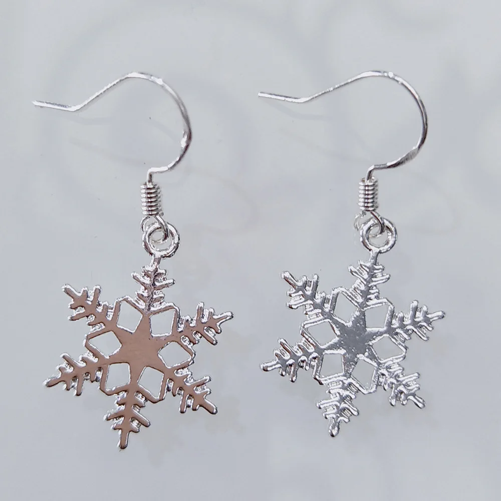 2021 эффектные висячие серьги в виде снежинок для женщин с серебряным покрытием