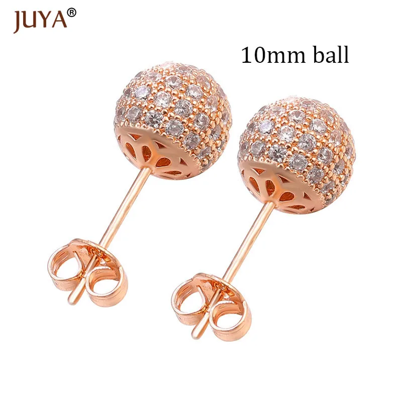 10mm ball rose gold Корейская мода милые круглые серьги-шарики в стиле диско Роскошные циркониевые стразы серьги-гвоздики для женщин девочек рождественские подарки - Окраска металла: 10mm ball rose gold