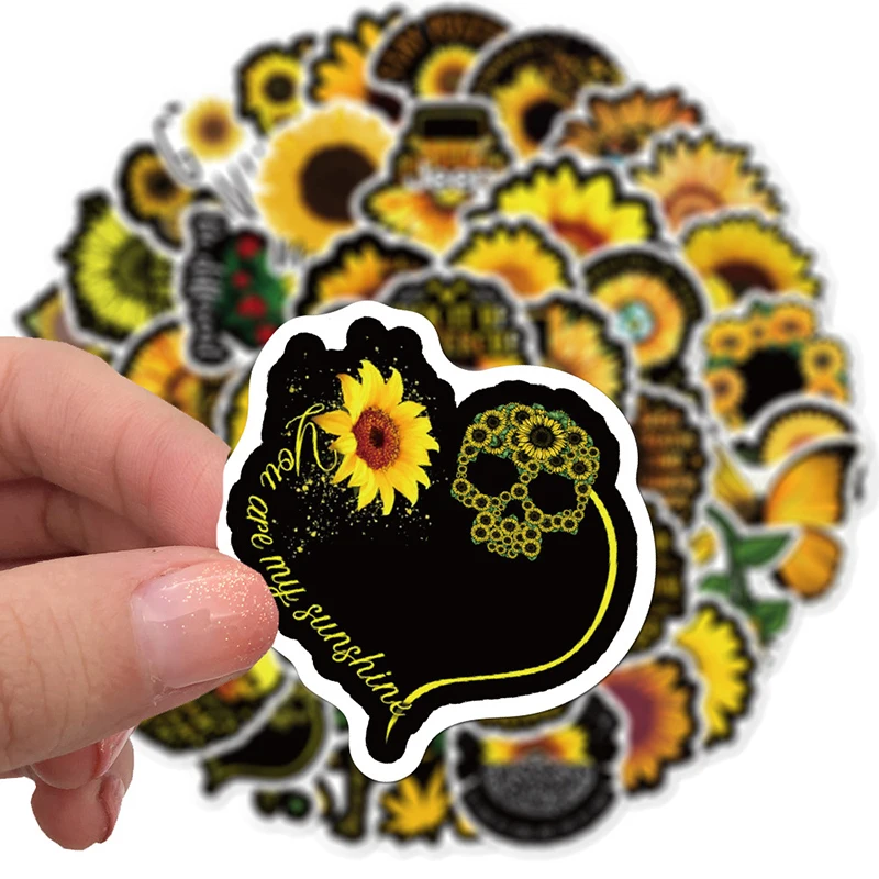 

50PCS You Are My Sunshine Stickers Decals To DIY Scrapbook Laptop Guitar Car Suitcase Girls Waterproof Toy Sunflower Sticker