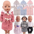 Шерстяная куртка популярный клетчатый узор для 18-дюймовой американской куклы 43 см Одежда для новорожденных кукол зимний теплый костюм для ребенка подарок