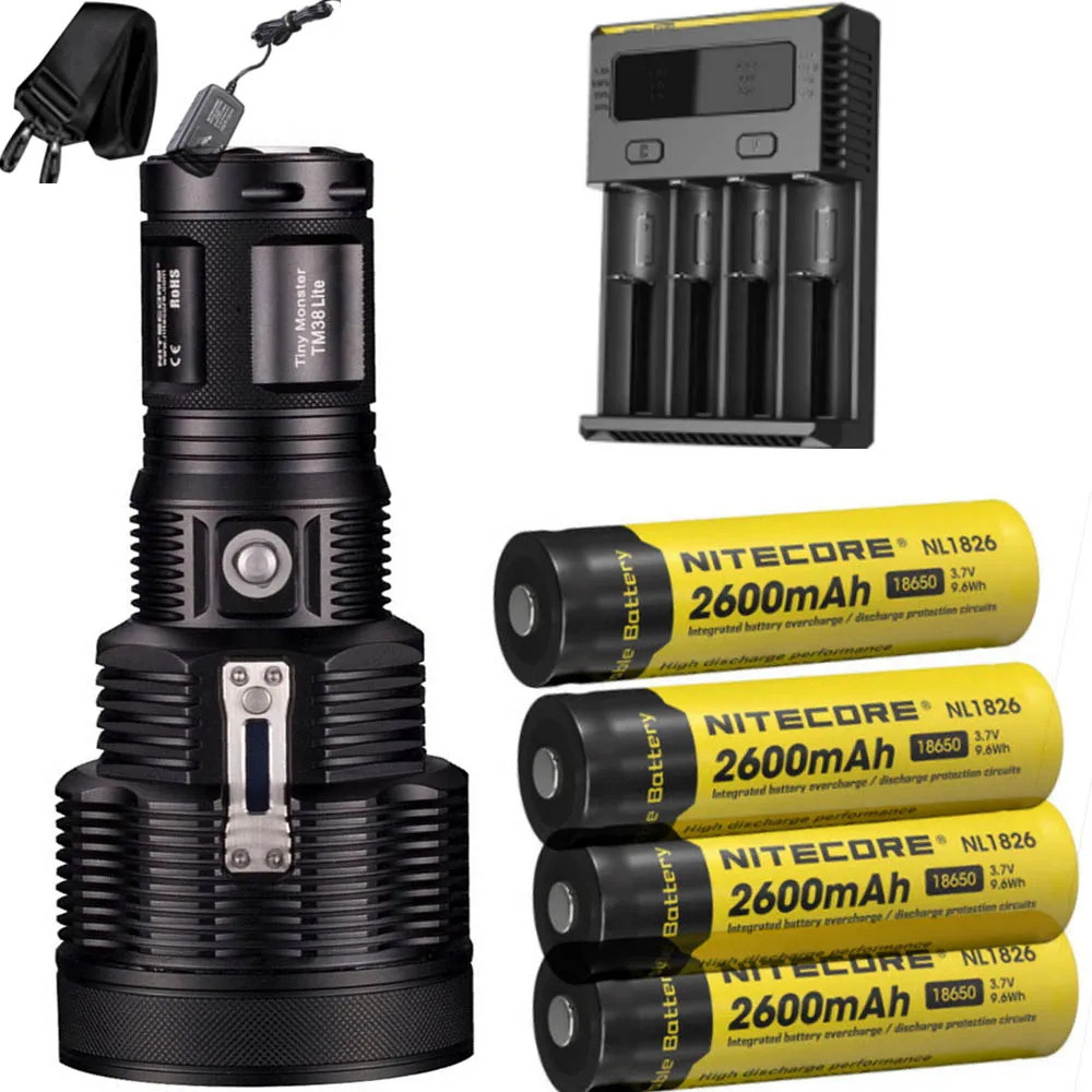 NITECORE TM38 Lite перезаряжаемый фонарик CREE XHP35 HI D4 max 1800 люмен наружный прожектор луч фонарь 1400 м - Испускаемый цвет: TM38Lite 4xNL1826 I4