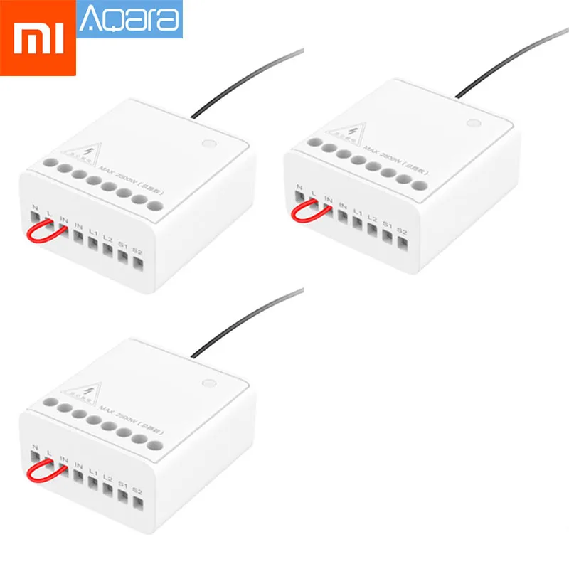 3pcs С русского) Xiaomi Mijia Aqara двусторонний модуль управления беспроводной релейный контроллер 2 канала работает для Mijia APP умный дом - Цвет: 3pcs