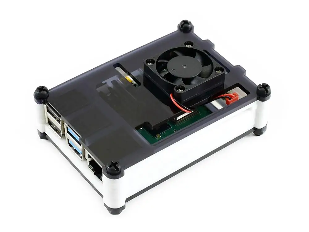 Waveshare черный/белый акриловый чехол для Raspberry Pi 4 Модель B, с охлаждающим вентилятором, пылестойкость, хорошее распределение тепла