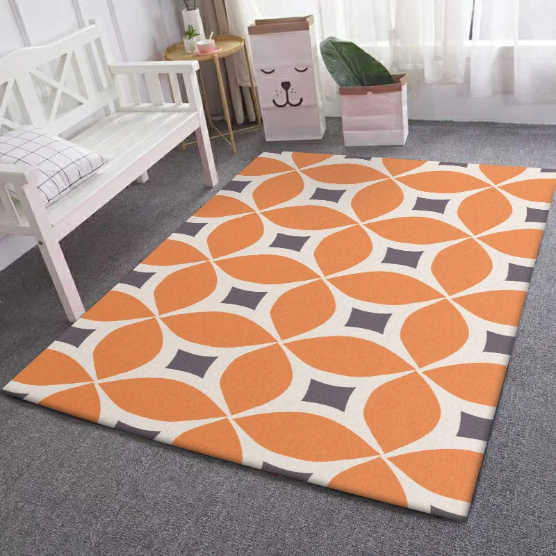

Madream Modern Nordic Orange Rug Simple Geometric Non-Slip Bedroom Carpets Fashion Home Decoration Floor Mat Lint-Free Carpet