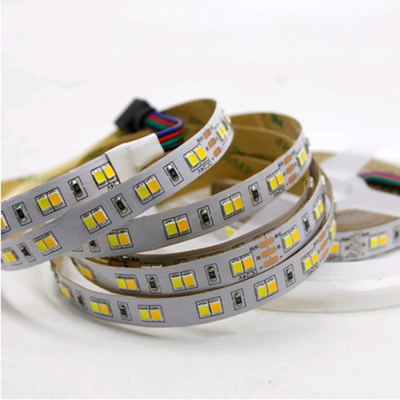 

5M 10M Dual Color CRI>75 SMD2835 CCT Dimmable LED Strip Light 24V DC WW CW Color Temperature Adjustable Flexible LED Tape Ribbon