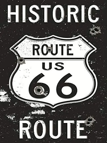 

Historic Route 66, Retro Replica Vintage Style Metal Sign 12x16 inch Tin Sign Wall Decoration