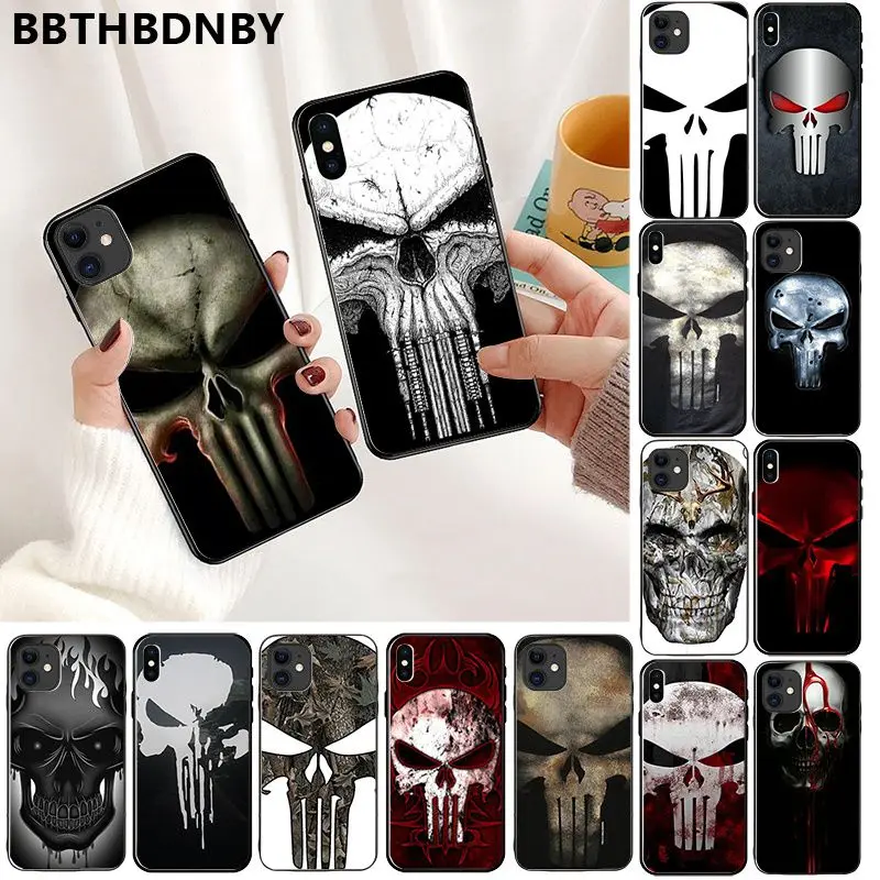 Чехол для телефона Каратель маска череп черный мягкий чехол iPhone 11 pro XS MAX 8 7 6 6S Plus X 5