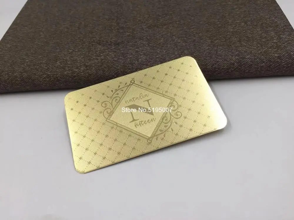 Custom shiny gold plated laser cut visiting card metal business cards