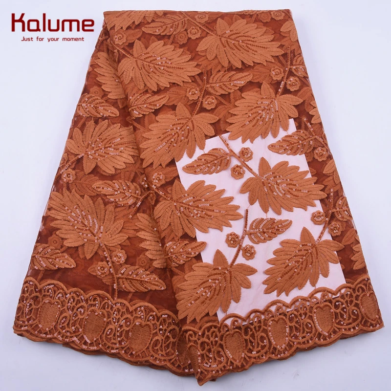 

Kalume Sequins African Milk Silk Lace Fabric Embroidery French Lace Fabric With Sequin Nigerian Lace Fabric For Party Dress 2151