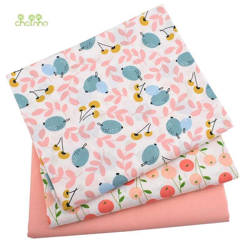 Серия розовых фруктов Chainho саржевая хлопчатобумажная ткань с принтом для сделай