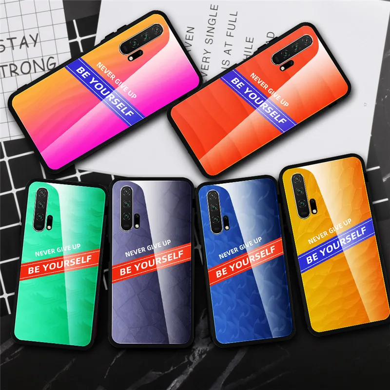 Цветной чехол для телефона из закаленного стекла huawei Honor 8X 9X mate 20 Pro P20 Lite P Smart Plus Y6 Y7