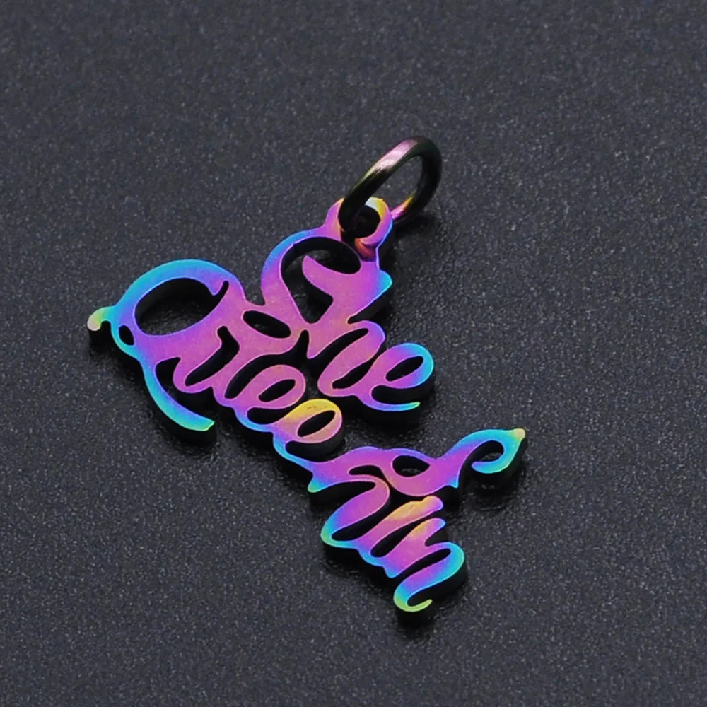 5 шт./лот 100% нержавеющая сталь She s Queen Word Script Шарм Кулон оптовая продажа высокое