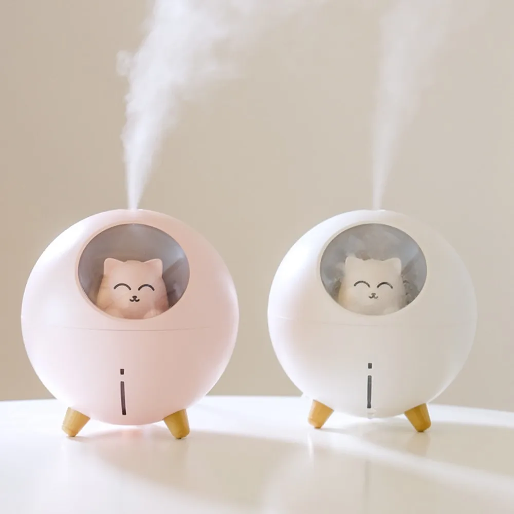 

220ml Air Humidifier USB Home Cute Planet Cat Ultrasonic Cool Mist Aroma Air Oil Diffuser Romantic Color LED Lamp Humidificador