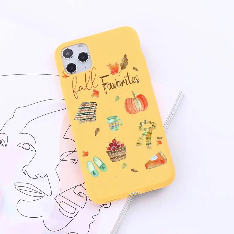

Pumpkin happy autumn fall leaves Phone Case Candy Color for iPhone 6 7 8 11 12 s mini pro X XS XR MAX Plus