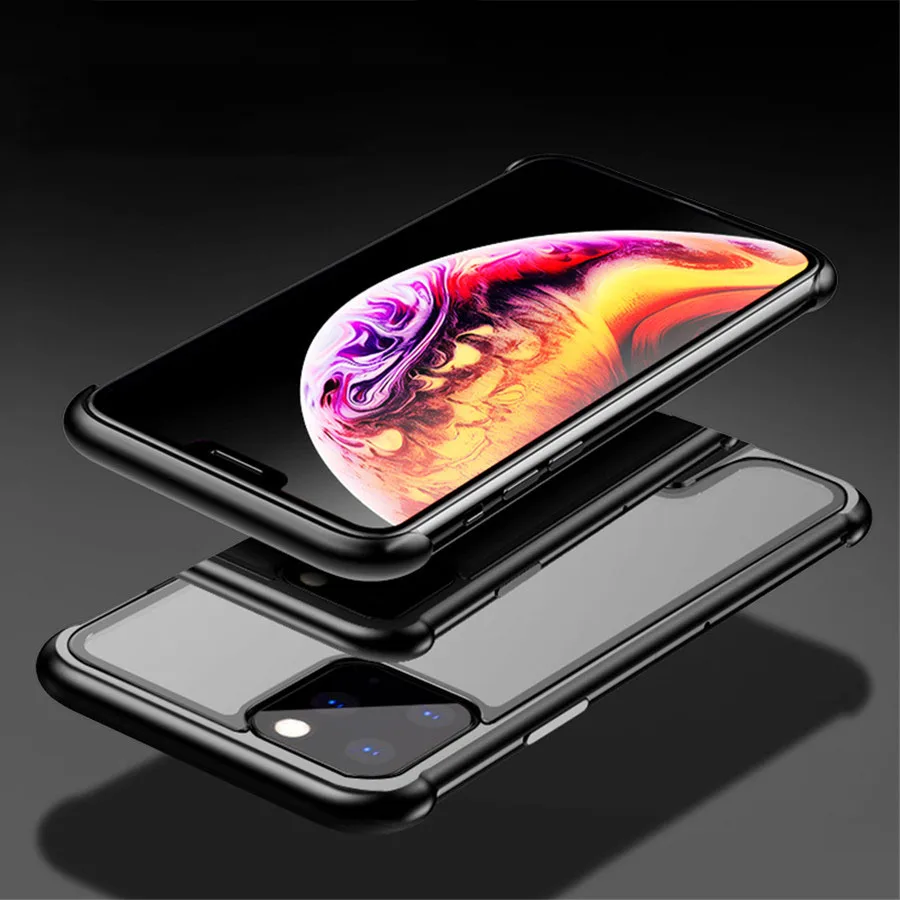 

For iPhone 11 Pro Max Metal Tempered Glass Phone Case for iPhone 11 1 Pro 2019 Push-Pull Transparent Protective Cover Coque Capa