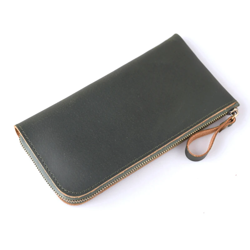 Кошелек мужской из натуральной воловьей кожи длинный клатч на молнии в стиле