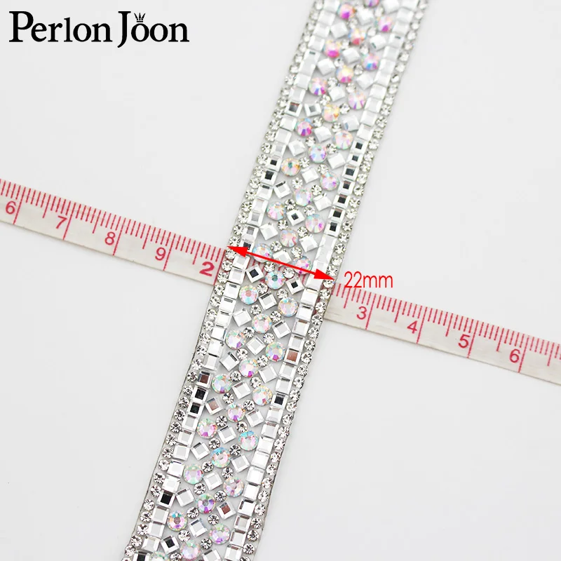 2cm breite Glas AB farbe strass trim strap hot fix farbe gurtband Hochzeit kleid braut DIY dekoration zubehör TR128 – Detail 3