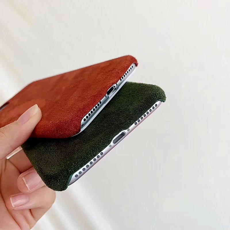 

Solid Color Luxury Suede Cloth Phone Case For iPhone 12Pro Max 11 XS MAX XR 6 7 8 Plus Soft Warm Velvet Plush Furry Fabric Cover