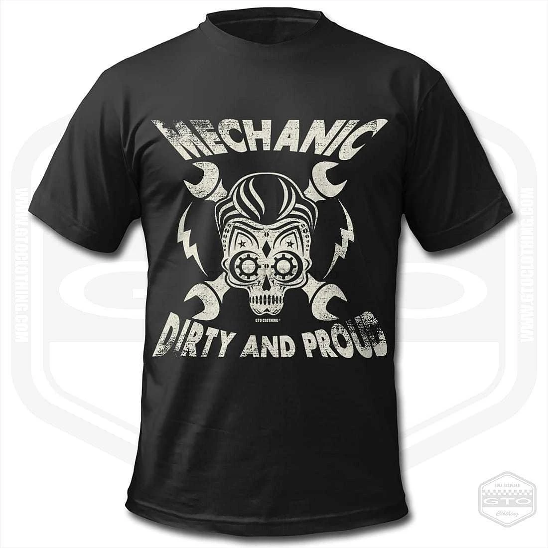 Футболка с механическим рисунком Мужская Черная рабочий инструмент гараж