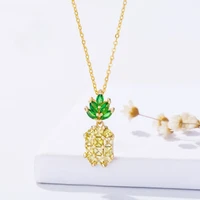 personality design pineapple cz shiny aaa cubic zirconia pendant simple fashion womens gold plated necklace jewelry accessories