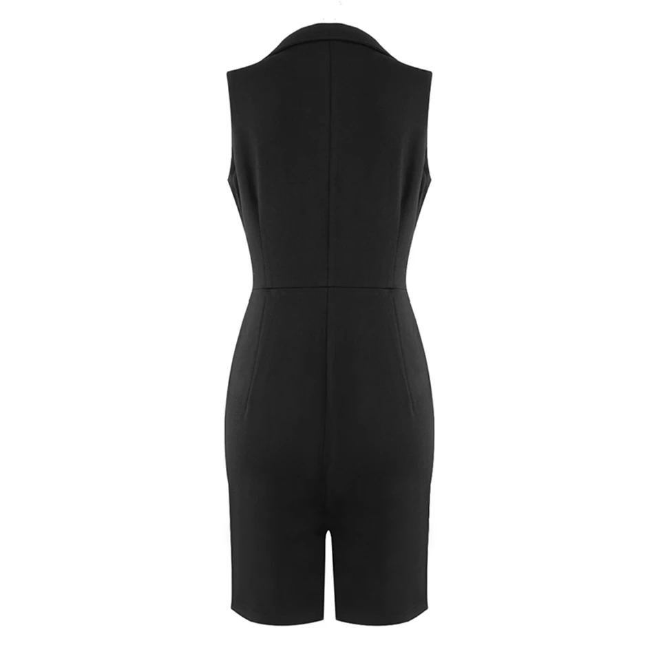 

Free Shipping Free Shipping 2020 New Black Jumpsuit Lady V-Neck Button Jumpsuit Celebrity Party Office Lady Short Jumpsuit