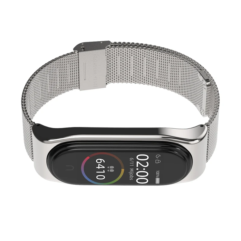 Браслет для Xiaomi Mi Band 3 4 металлический ремешок из нержавеющей стали смарт часов