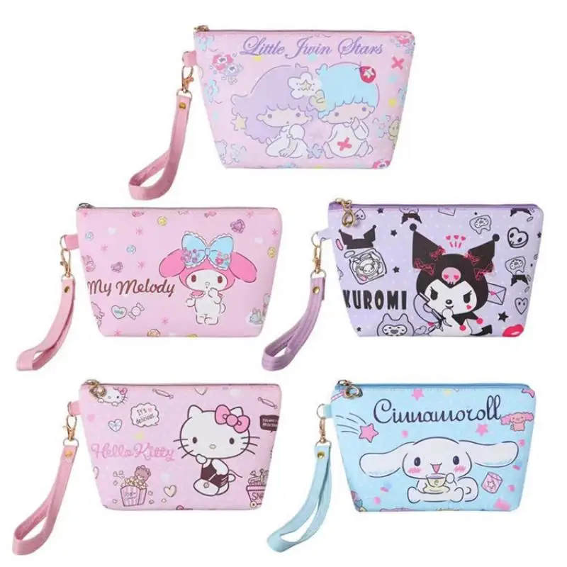 

Kawaii аниме мультфильм японский Sanrios My Melody Cinnamoroll Kuromi моющаяся сумка косметичка ПУ кошелек для монет подарок для девочек