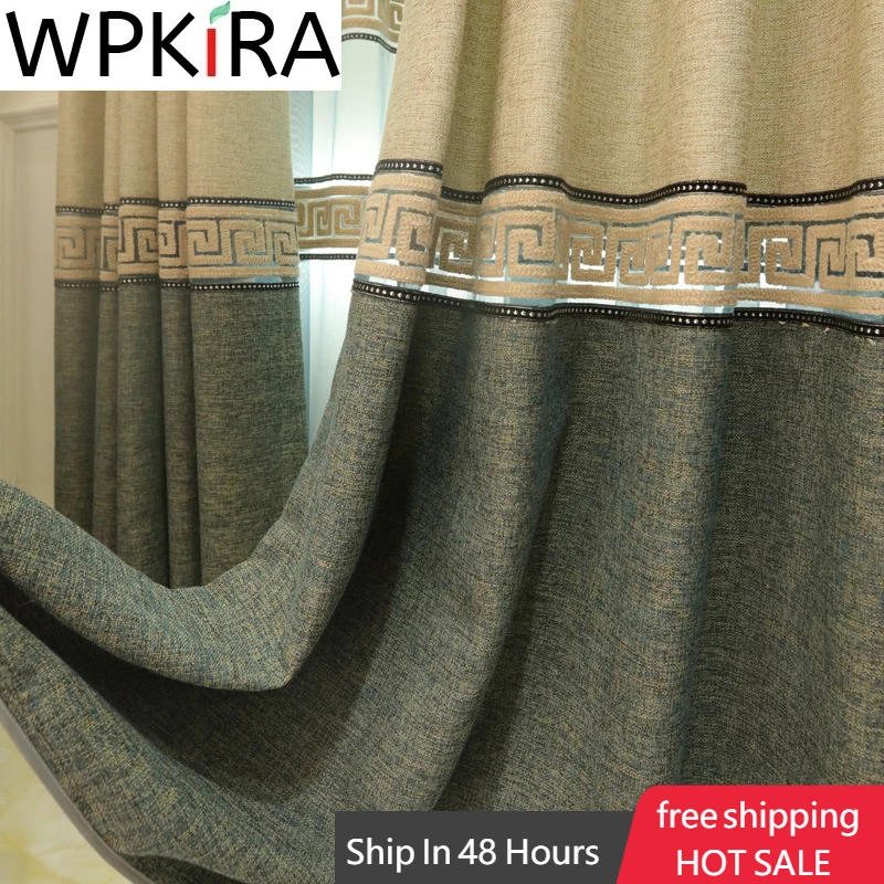 Шторы блэкаут темно синие современные роскошные прозрачные тюлевые занавески с