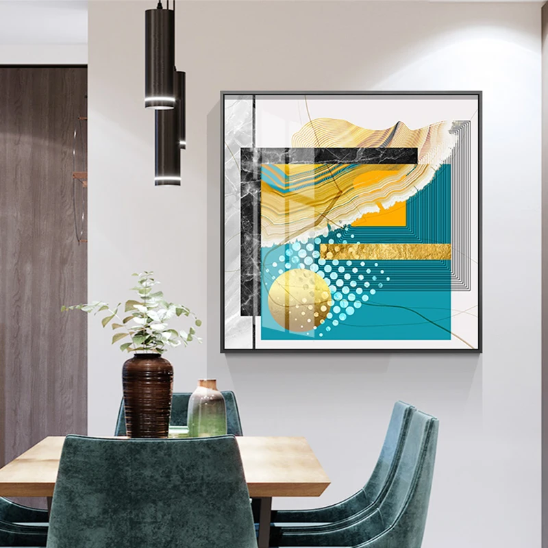 Абстрактная Золотая фольга холст живопись Современный художественный плакат