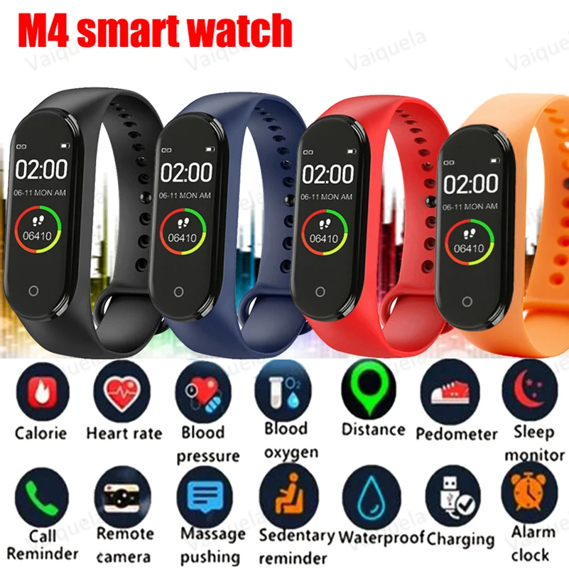 

Smart Watch with Heart Rate Monitoring Running Pedometer Calorie Counter Health Sport Tracker Digital Bracelet for Men Women M4
