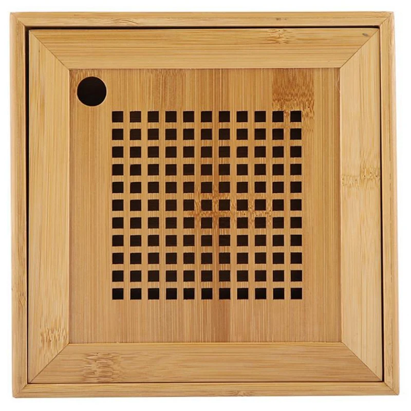Квадратный Бамбуковый мини-поднос для чая дренажный поднос воды искусственный