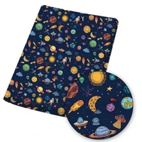 polyester cotton fabric cloth space alien printed cartoon fabric for dress diy bag patchwork sewing supplies 45145cmpc ibows