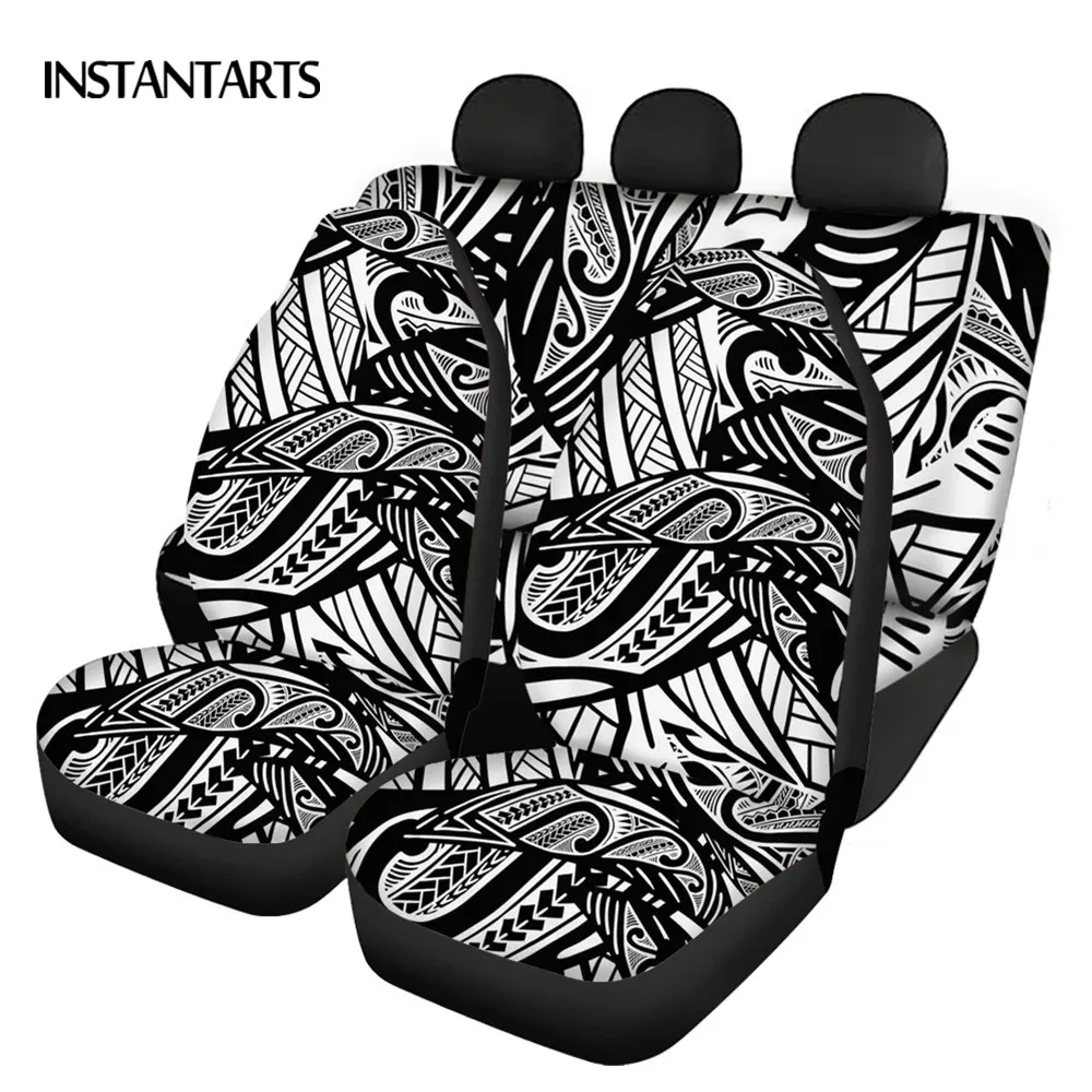

INSTANTARTS Traditional Polynesia Printed Fashion Car Accessories Front and Back Vehicle Seat Covers Set Anti-Slip Seat Covers