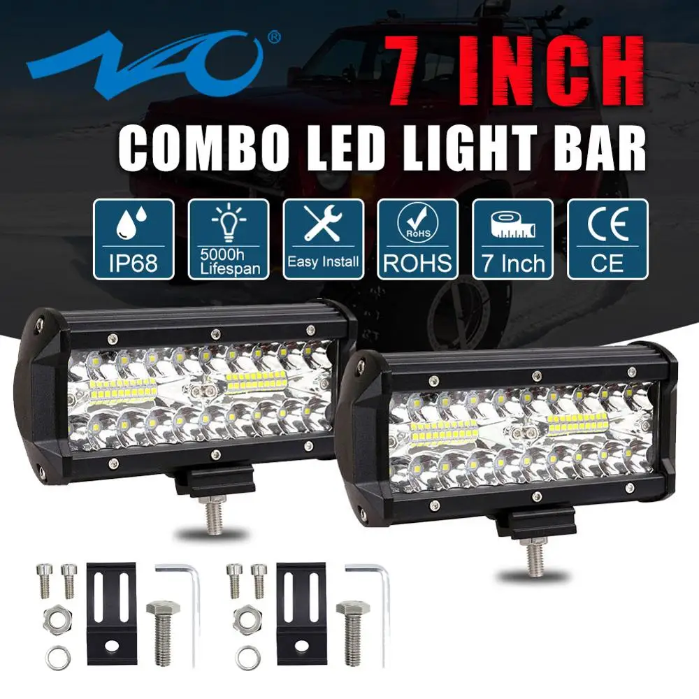 NAO led bar светодиодные фары балка 7дюймов 4x4 светодиодный 12 в рабочий светильник