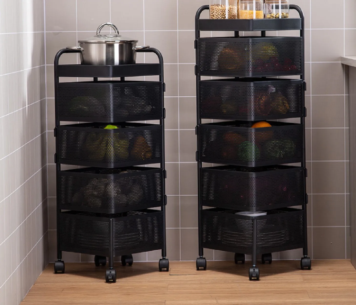 kitchen storage bathroom organizer trolley shelves gadgets vegetable storage rack kitchen shelves rotating basket shelf free global shipping
