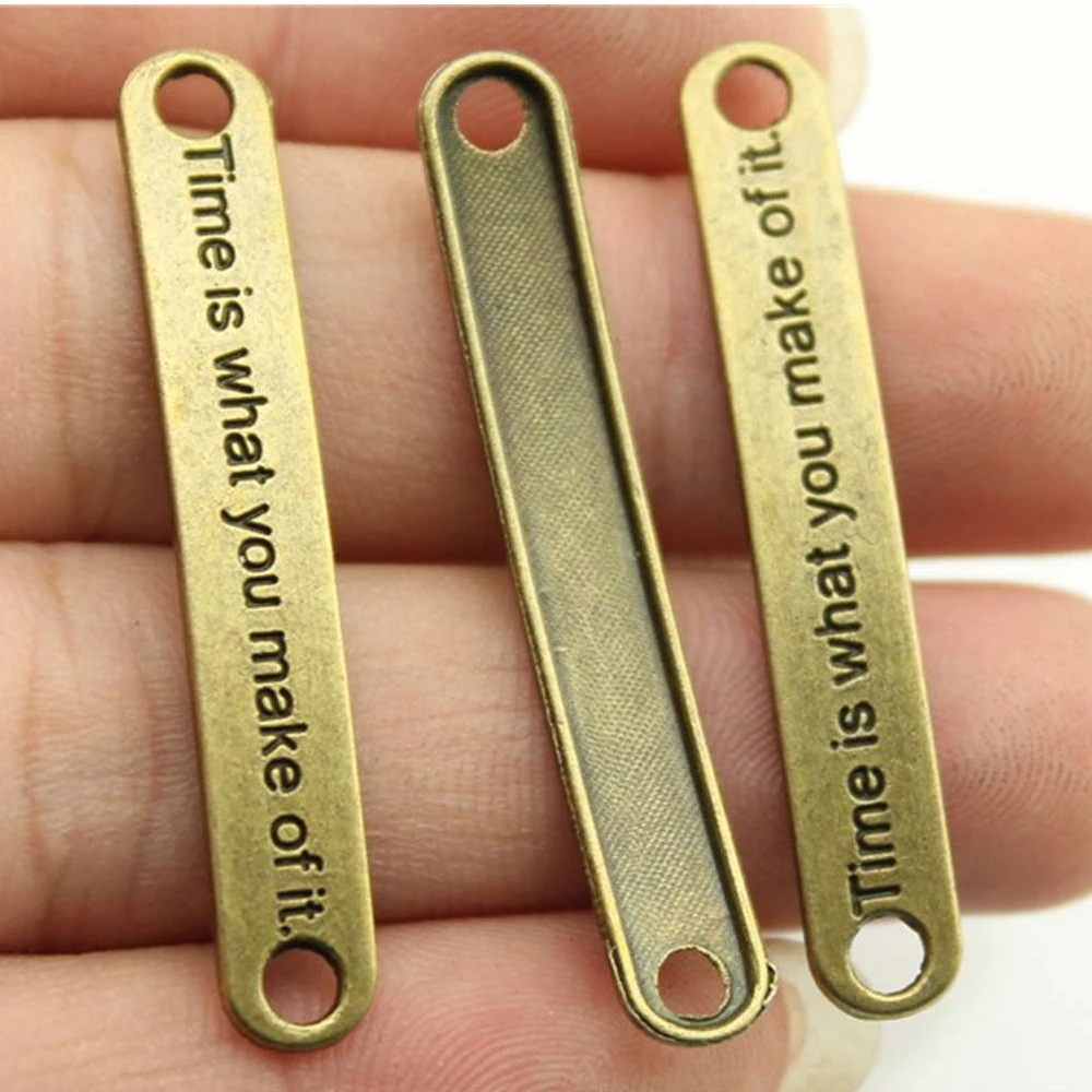 

10pcs 45x7mm Time Is What You Make Of It Connector Charms For Bracelet Making