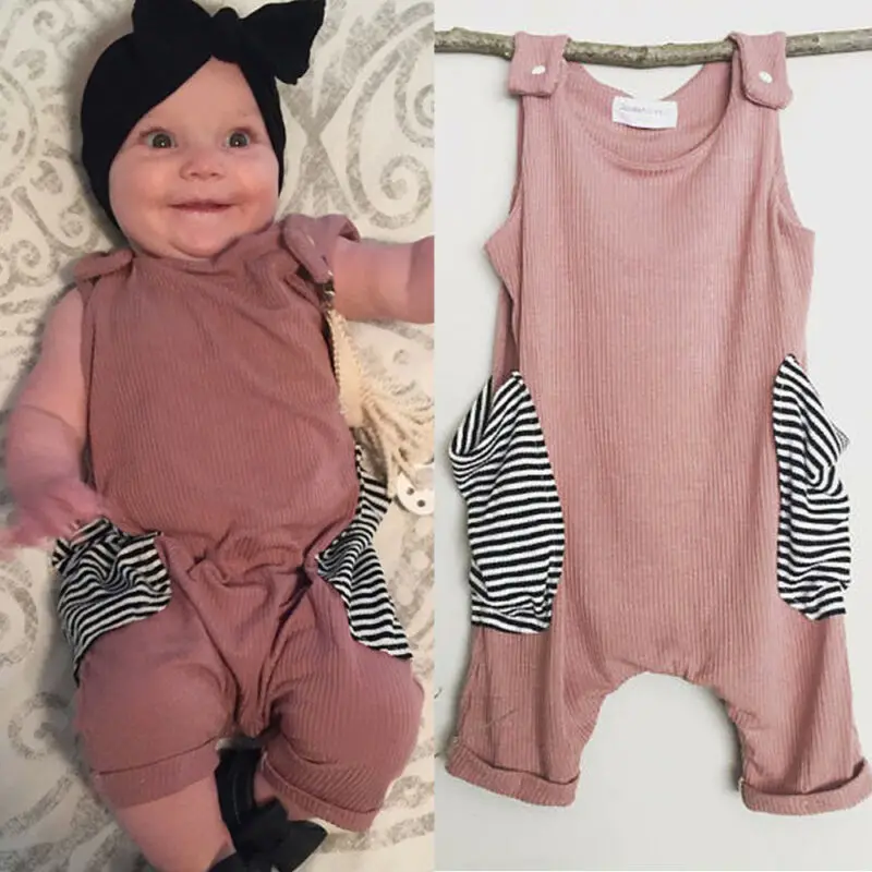 Повседневная хлопковая одежда для маленьких девочек и мальчиков комбинезоны без