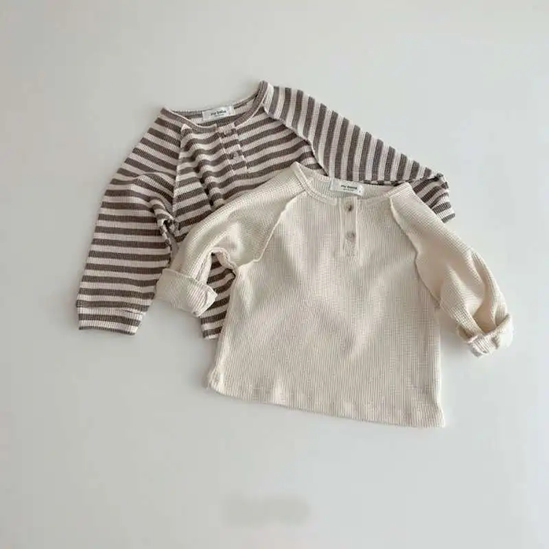 Простая футболка в Корейском стиле для малышей свободного кроя средней длины| |