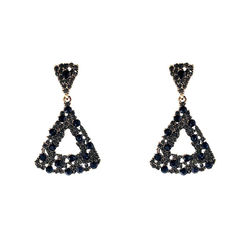 

The new flash diamond exaggerated earrings female temperament long triangle earrings personalized retro earrings
