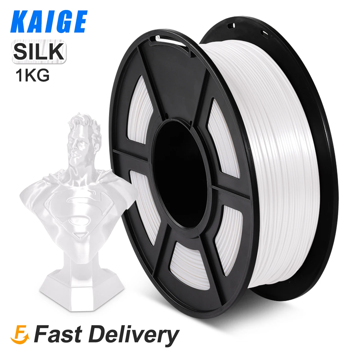 

KAIGE PLA SILK Filament 1KG Effect 1KG For 3D Printers Filament 1.75MM 2.2lbs White Silk Texture Refills Biodegradable Material