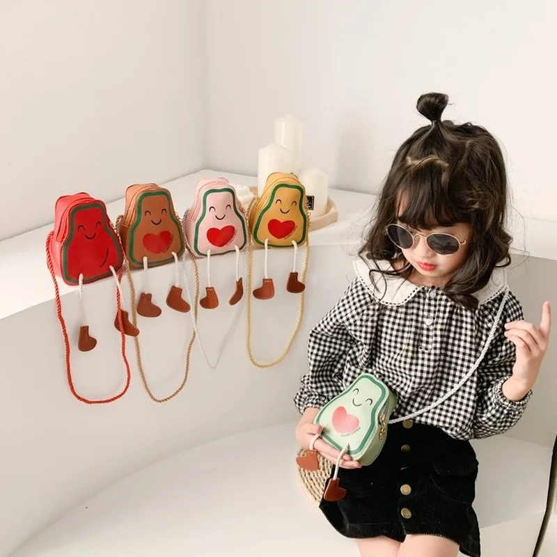 

New spring and autumn small bags 2020 new printed girls messenger bag avocado cute fresh toddler coin purse bag