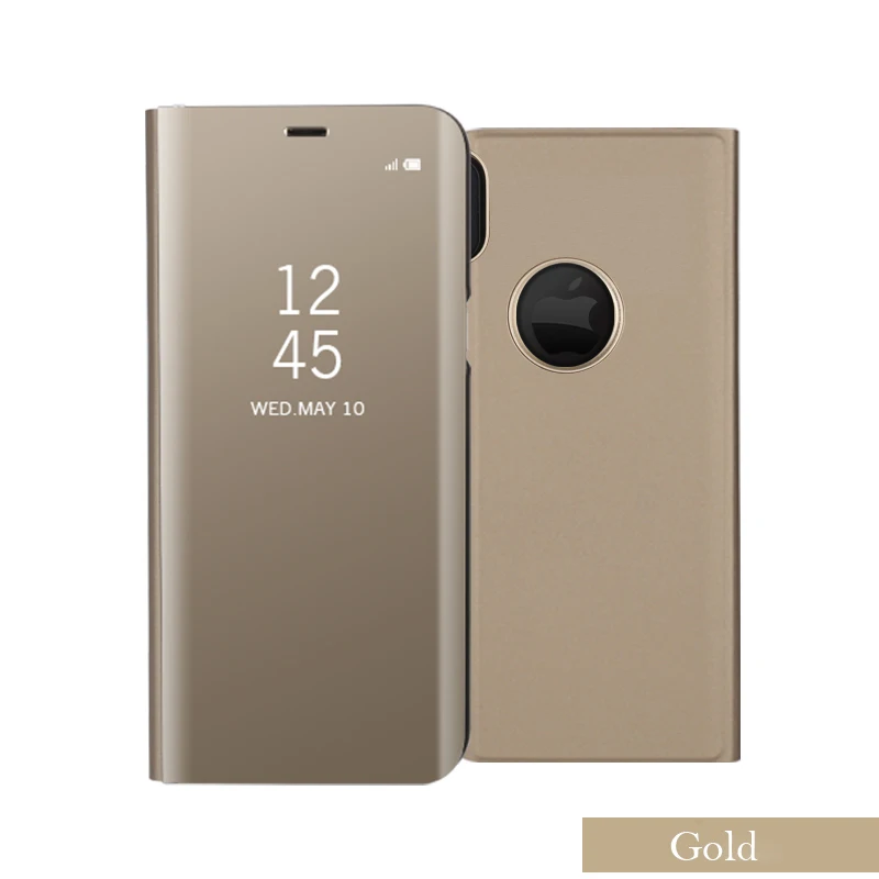 Умный зеркальный флип-чехол для iPhone 11 Pro Max iPhone XS Max XR X 10 7 8 6 S 6 S Plus 7Plua 8Plus роскошный пластиковый чехол для телефона - Цвет: Золотой