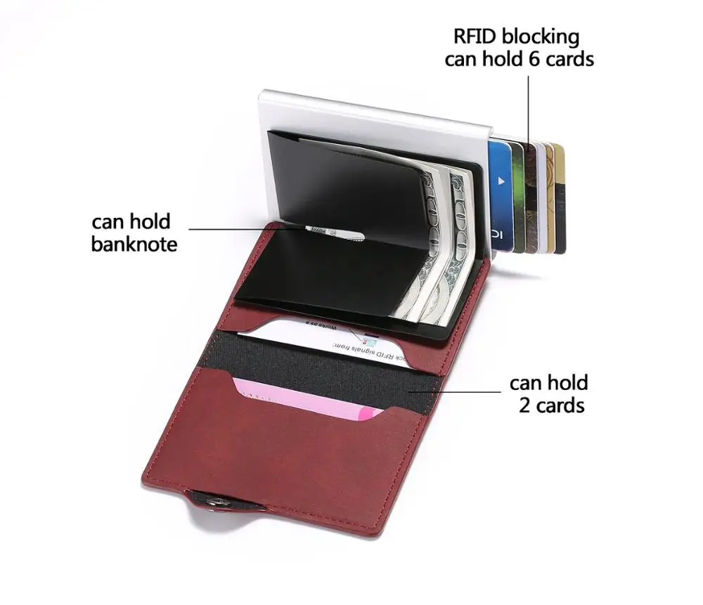 RFID держатель для карт винтажный бумажник мужской автоматический алюминиевый