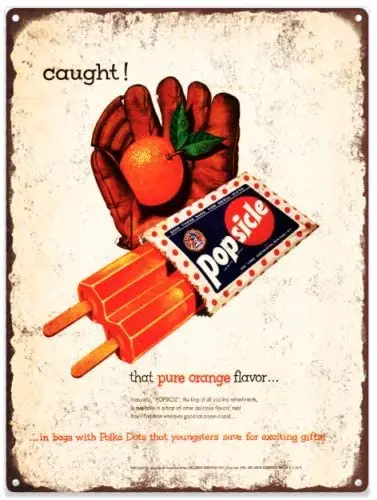 Винтажные декоративные металлические знаки оранжевый мороженое молочная